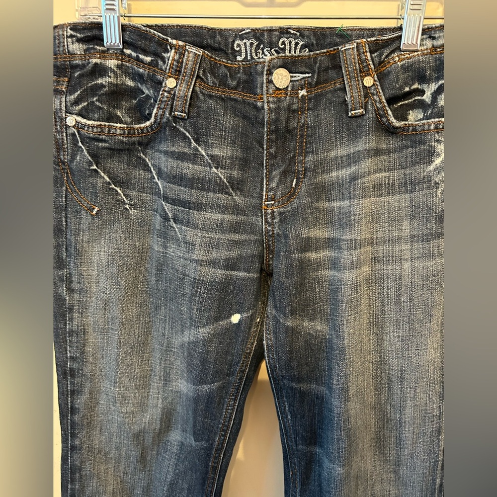 Miss Me Jeans Women Size 31 Medium Blue Wash Bootcut Danielle Low Rise Distress - Picture 2 of 12